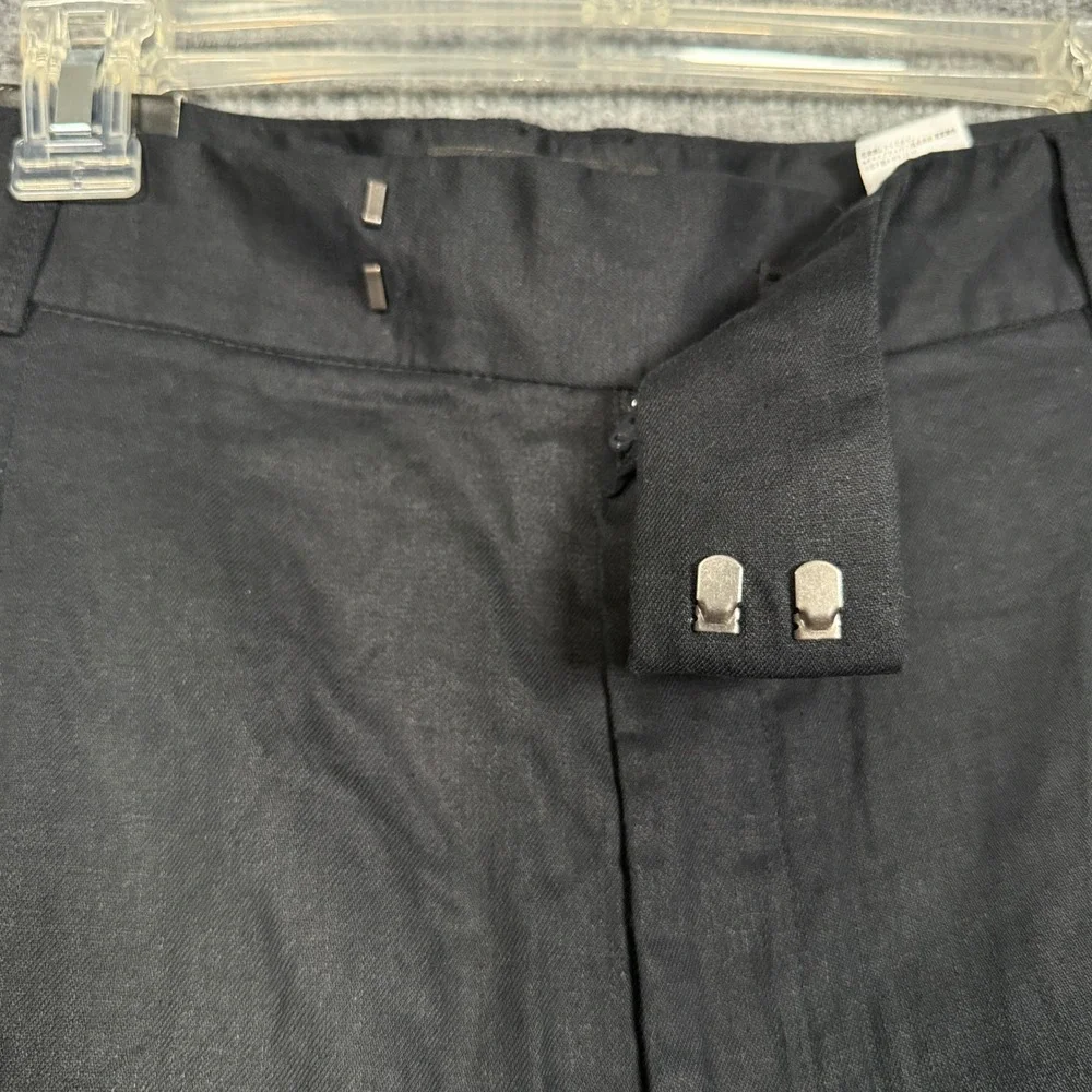 New Banana Republic Plus Size 18 Wide Leg Pants Black Linen Cotton Blend Stretch